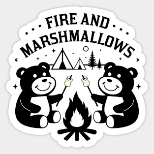 Fire and Marshmallows Camping Bear Sticker